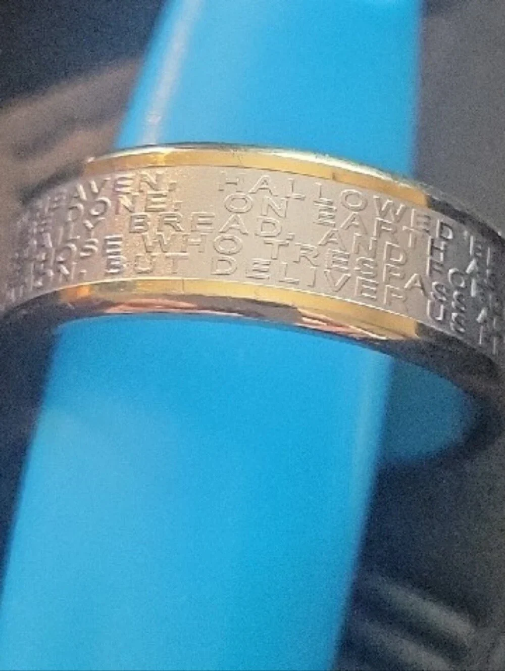 Lords Prayer Two Tone Stainless Ring Size 10